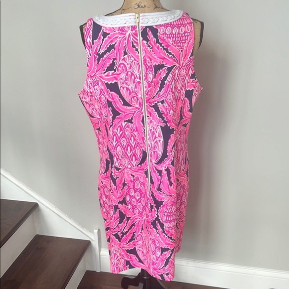 Lilly Pulitzer Gabby shift dress pink white navy Sleeveless Dress size 16 - Picture 5 of 8